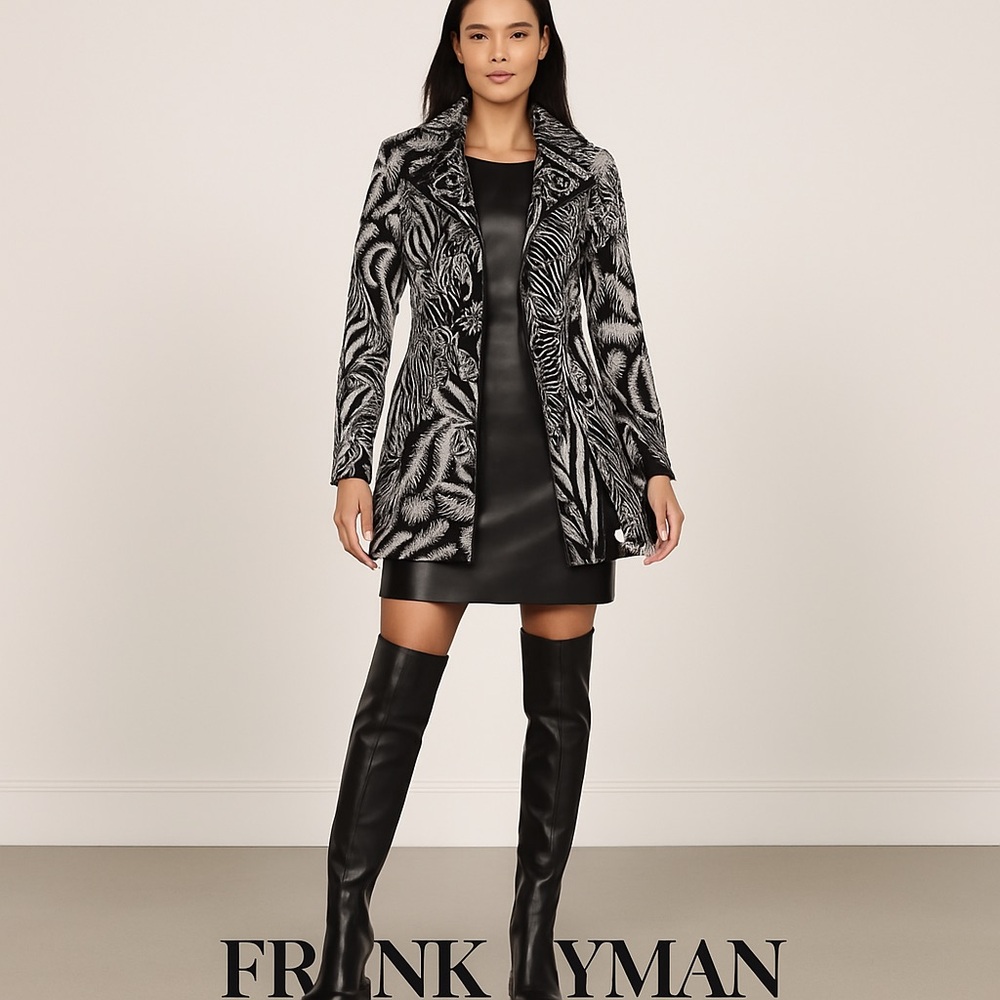 Frank Lyman bold black white patterned statement blazer 6 timeless office siren
